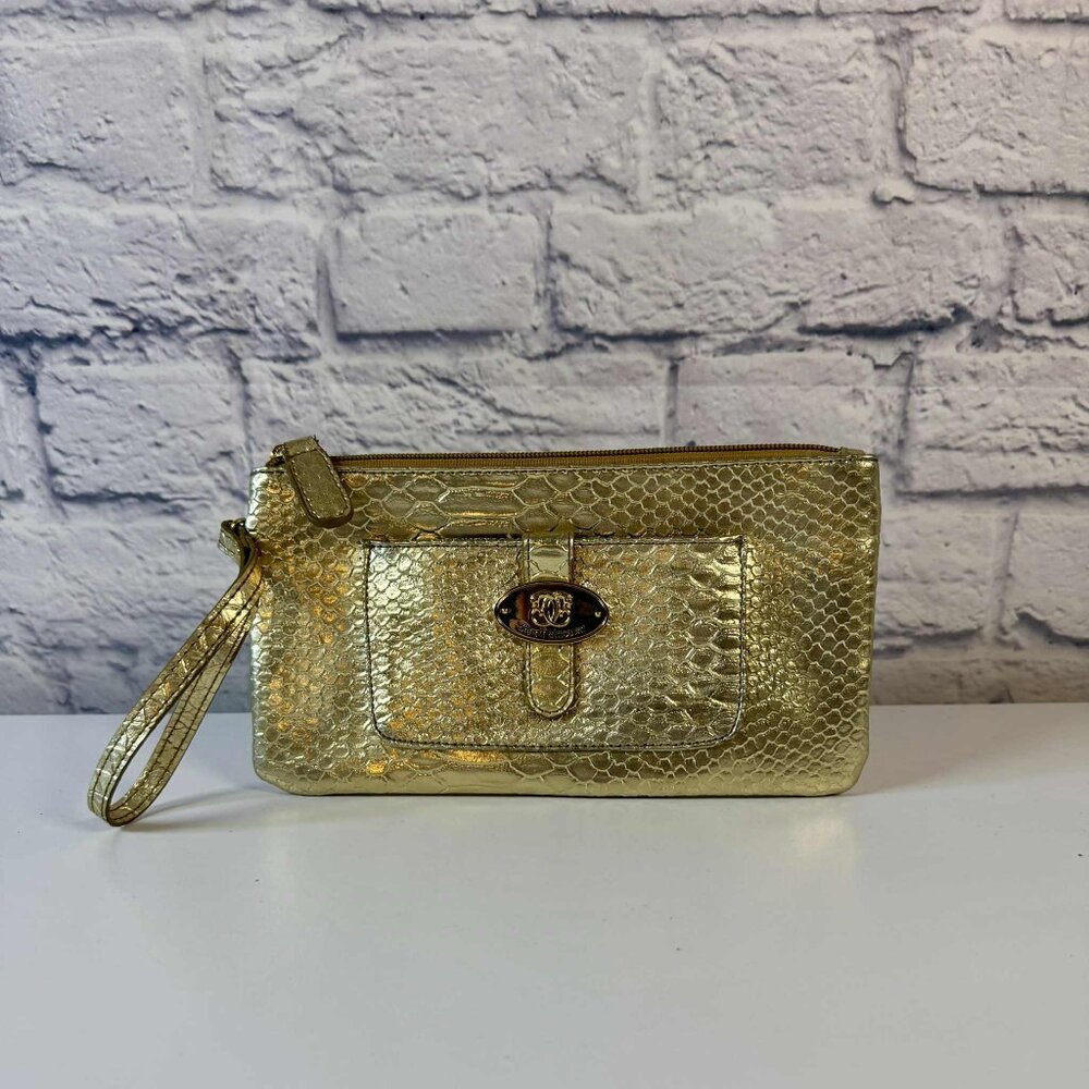 Sharif 1827 gold snakeskin wristlet